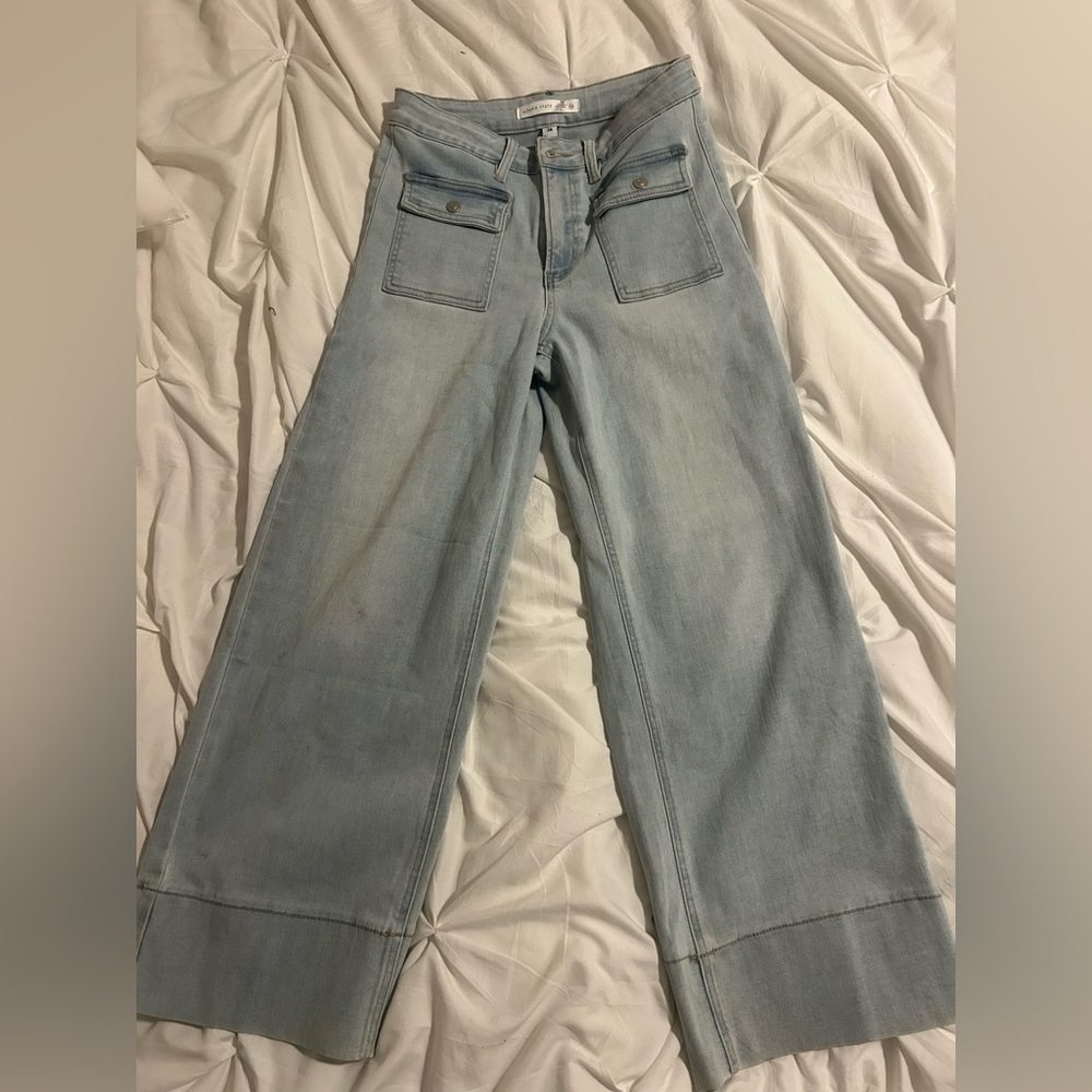 Altar'd State Light Blue Wide Leg Jeans with Front Patch Pockets